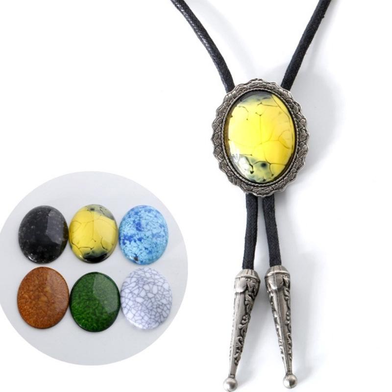 Vintage Gemstones Bolo Tie for Adult Unisex Cowboy Necktie Costume Accessories Shirt Bolo Tie for Men PU Rope Necktie