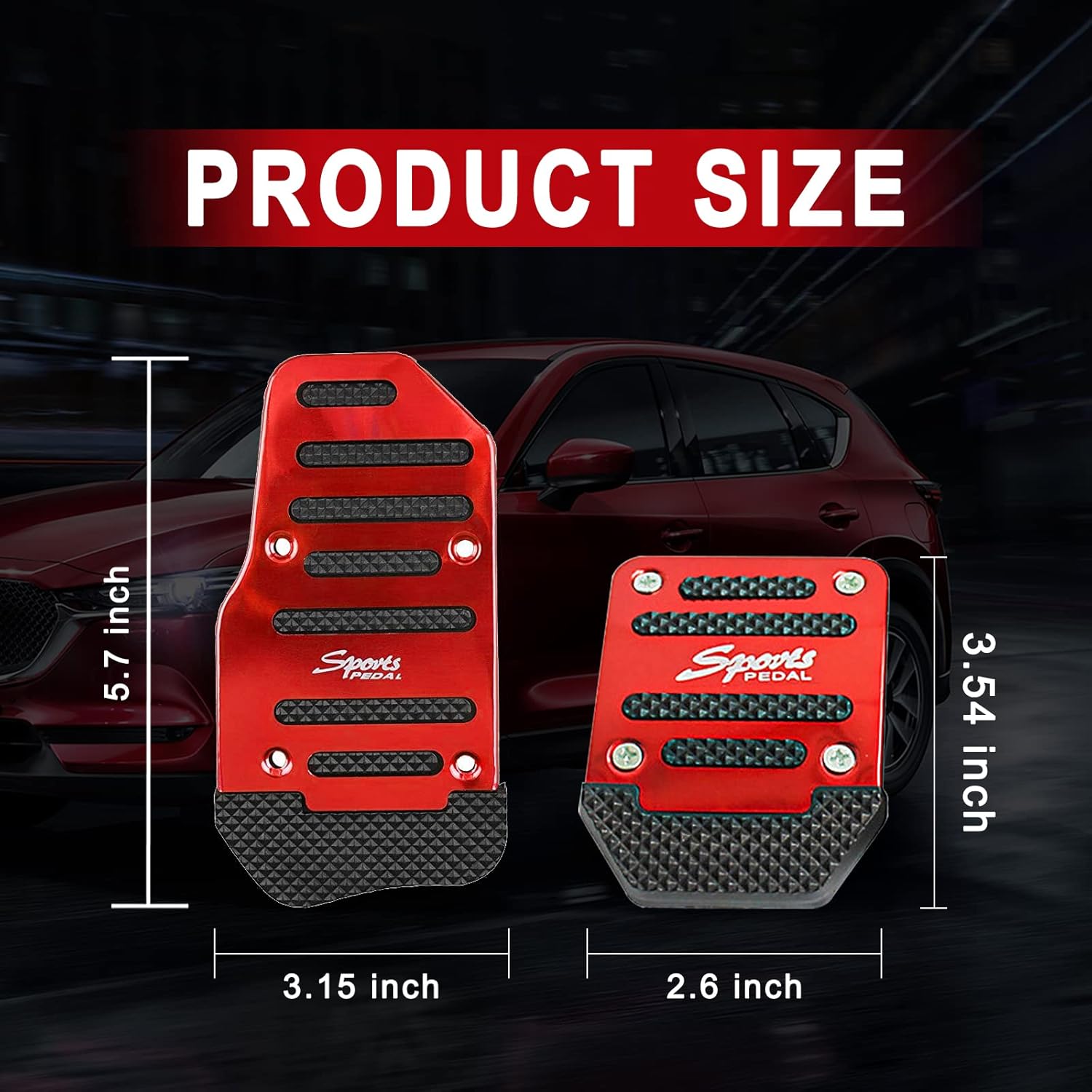 

3 PCS Nonslip Car Pedal Pads, Aluminum Auto Manual Transmission Brake Pad Cover, Sports Gas Fuel Petrol Clutch Foot Pedals, Car Replacement