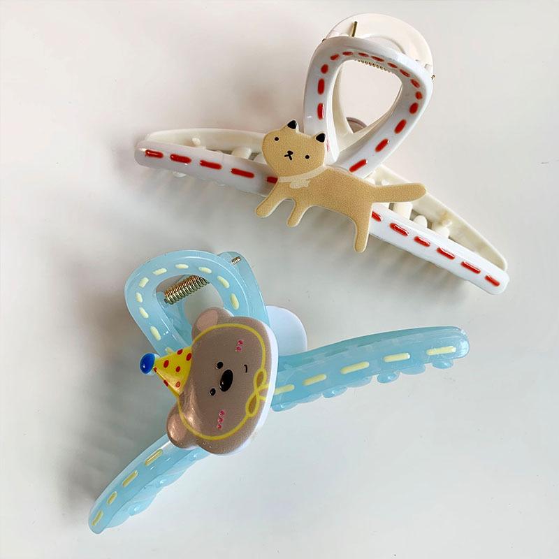 Dachshund Puppy Acrylic Hair Claw: Cute Cartoon Shark Clip for Thick Hair