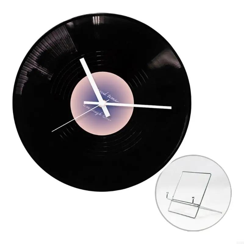 Record Clock with Optional Center Color and Metal Display Stand – Eye-Catching Design