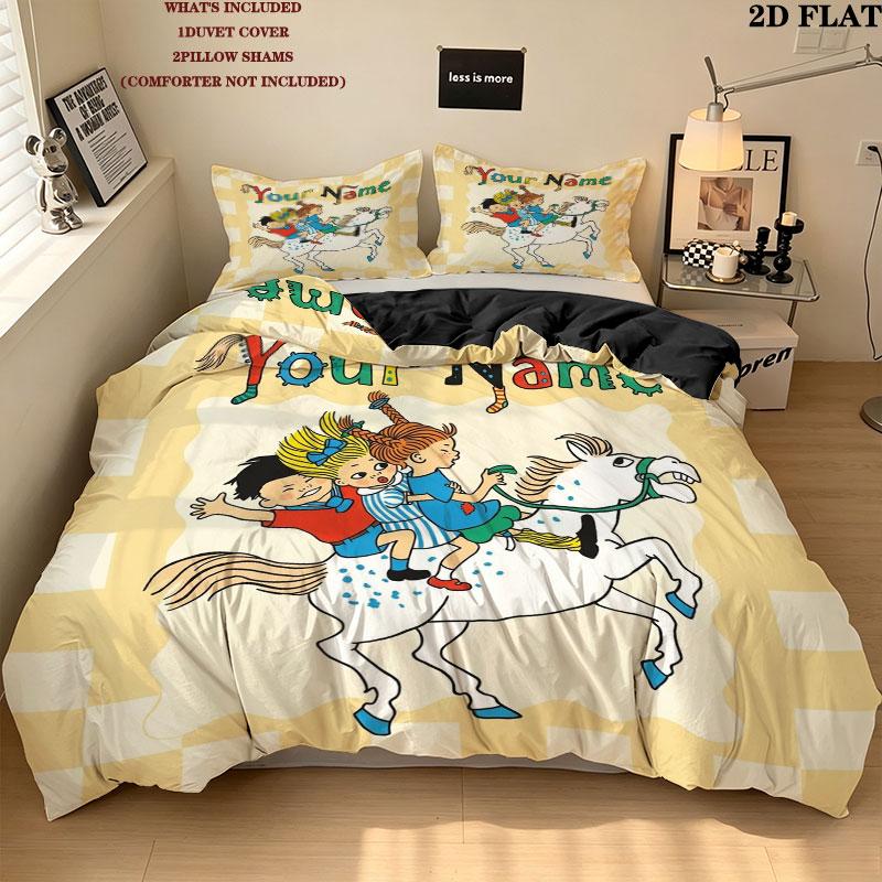 Springtime Fantasy Custom Name Pattern Bedding Quilt Set Quilt Cover Pillowcase Home Gift(1 * duvet cover + 2 * pillowcase, without core)