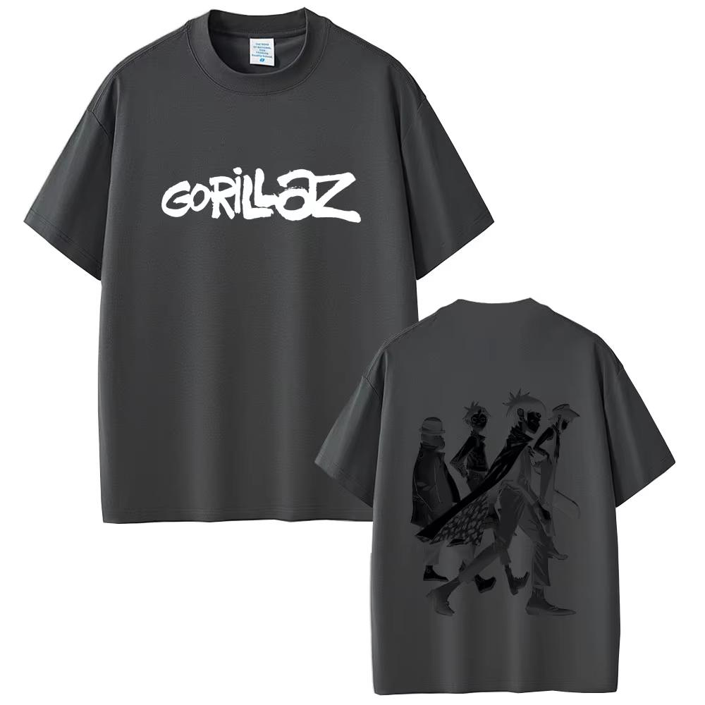 Limited Rock Band Gorillaz Print T-shirt Men's Women Casual Oversized Crewneck T Shirts Male Fashion High Quality Cotton Tshirts
