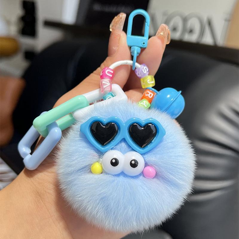 Creative Cute Rabbit Fur Keychain Fluffy Pendant Toy Car Key Holder Schoolbag Bag Cartoon Plush Doll Jewelry Women'S Decoration