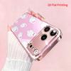 2DFlat electroplated tempered glass phone case,Cute Ghost Pattern on Pink Background,suitable for iPhone 18 Pro Max 17 16 15 14 13 12 11