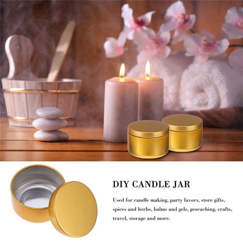 M-Modern-24 Adet Mum Kavanozu Dekoratif Etiketler Boş Saklama Kutuları Mum Teneke Kutusu Şamdan Tutucular Yuvarlak Teneke Kaplar