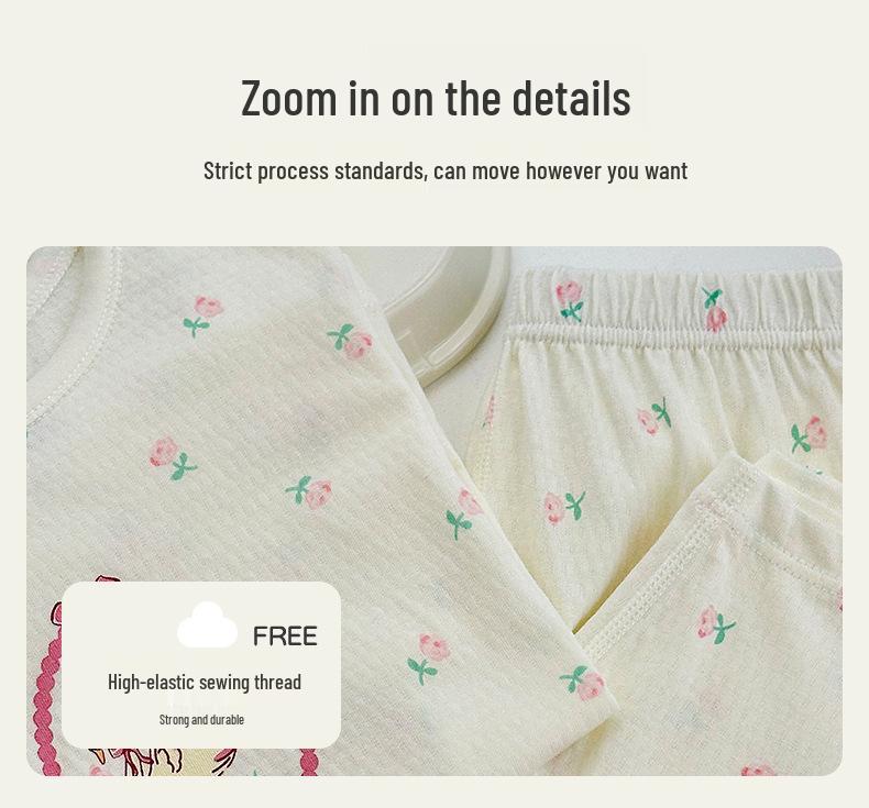 Kids' Pure Cotton Summer Pajama Set: Boys & Girls Three-Quarter Sleeve Homewear