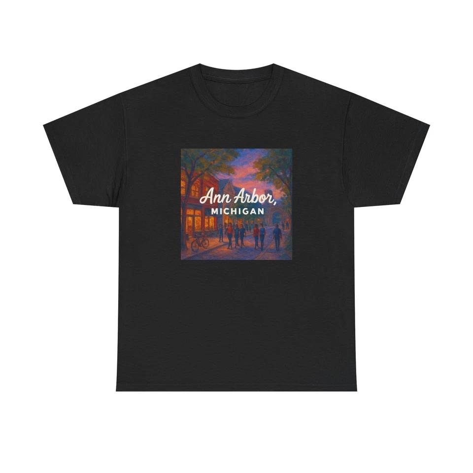 Unisex Adult T Shirt Ann Arbor Michigan College Town Art 2XL