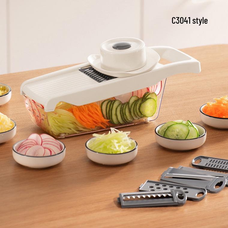 Multi-Functional Kitchen Vegetable Cutter with Shredder, Slicer, and Draining Basket