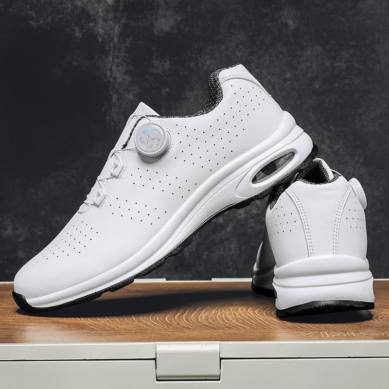 Summer Breathable Air-cushion Men's Sport Running Shoes Cycling Driving Shoes Rotating-button Anti-slip Flat Sneakers Golf Shoes