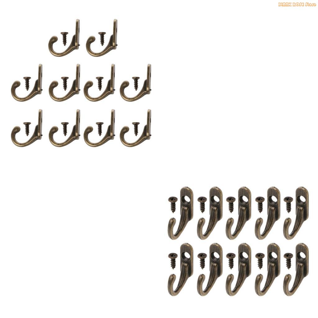 K1AE 10x Zinc Alloy Coat Hooks Vintage Bronze Hangers Wall Hooks Small Entryway Hooks