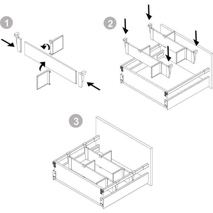 Emuca Kit d'accessoires de séparation pour intérieurs de tiroirs Vertex-Concept, largeur 900mm, Aluminium et Plastique, Gris