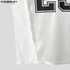 INCERUN Men V Neck Sleeveless Letter Print Lace Patchwork Casual Tank Tops