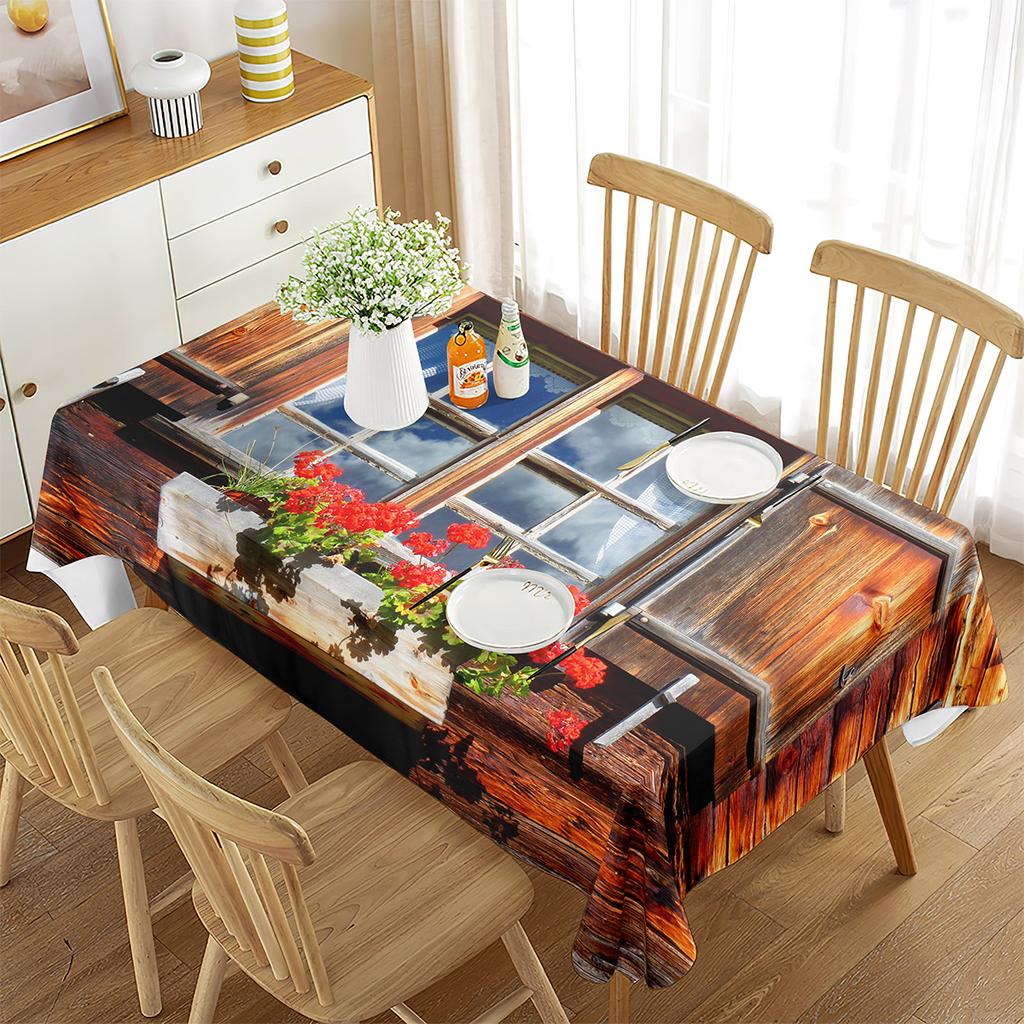 Scenery Outside The Window Tablecloth Beautiful Landscape Rectangular Table Cover for Coffee Table Dining Room Kitchen Decor