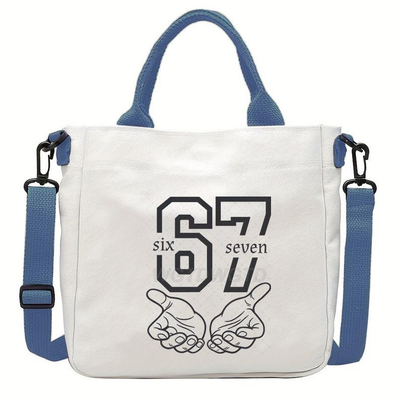 Steal a Brainrot 67 Printed Student Crossbody Bag Casual Canvas Shoulder Bags