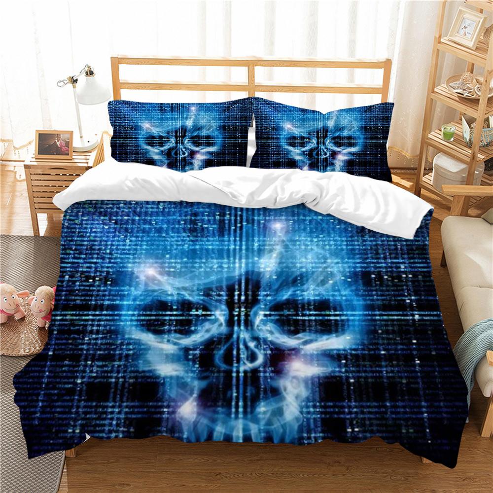 Bettbezug-Set, 3D-Skelettdruck, Bettbezug, modische Mikrofaser, Heimtextilien, für Jungen, Teenager, Einzelbett, Doppelbett