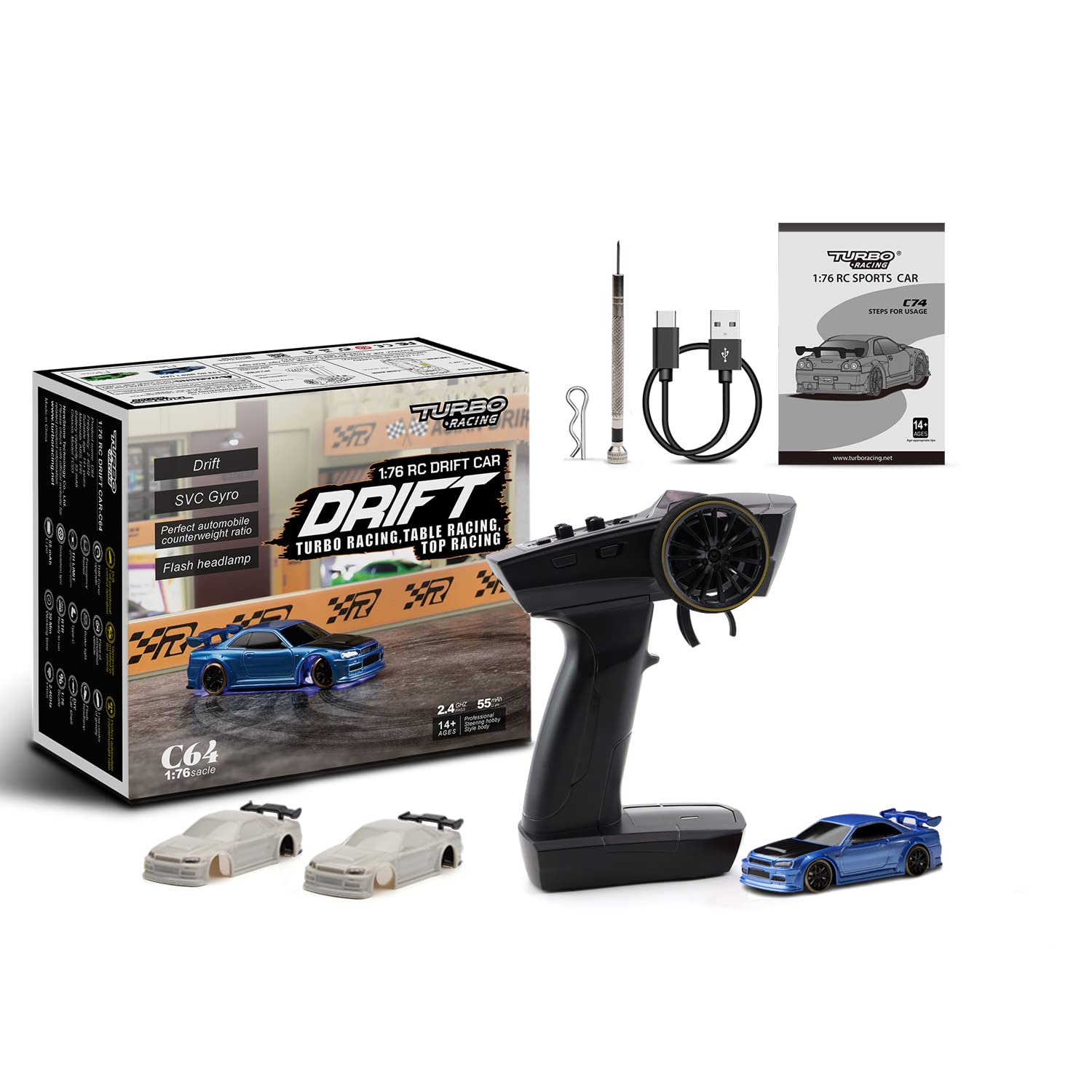 

Turbo Racing C64 Дрифт Турбо Гонки Масштаб Мини Радиоуправляемая 30 Минут Непрерывной Giteki Пропорциональная Полная Игрушечная Машина 176 Машина, 1/76 Машина, Управление, 2.4 ГГц