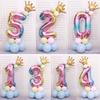 Palloncino Corona Numero Gradiente Arcobaleno da 32 pollici per Decorazione Festa di Compleanno per Bambini