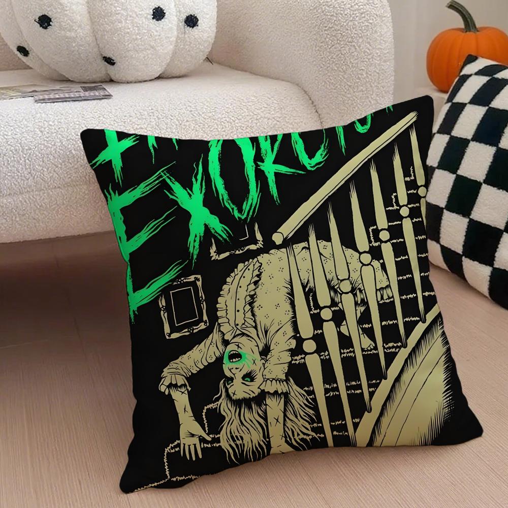 scary movie TThe Exorcistes Cushion Cover Throw Pillow Cover Hidden Button Durable Polyester Chair Cushion
