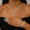 Prachtig juwelenset voor dames, bruidsmeisje bruiloft ketting, oorbellen en armband set