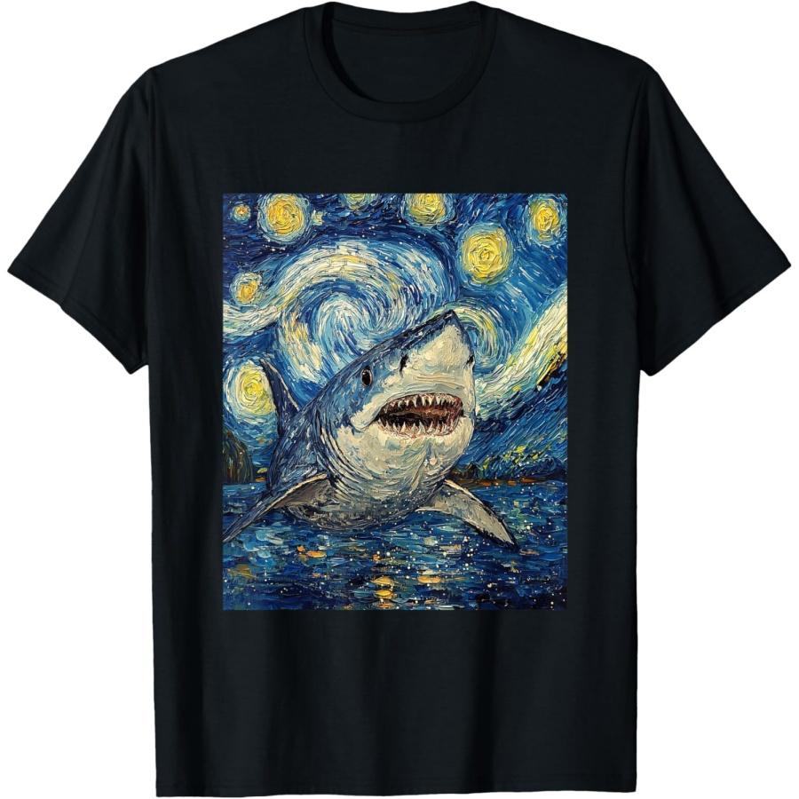 

Забавная акула - Стиль Ван Гога - Футболка «Звездная ночь» XXXXXL чёрный