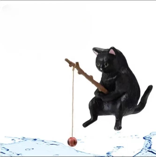 

Горячий Милый Рыбалка Кот Аквариум Рыбалка Фигурка Рыбак Фигурка Удочка Тюлени Фигурки Кот Украшение Аксессуары для интерьера