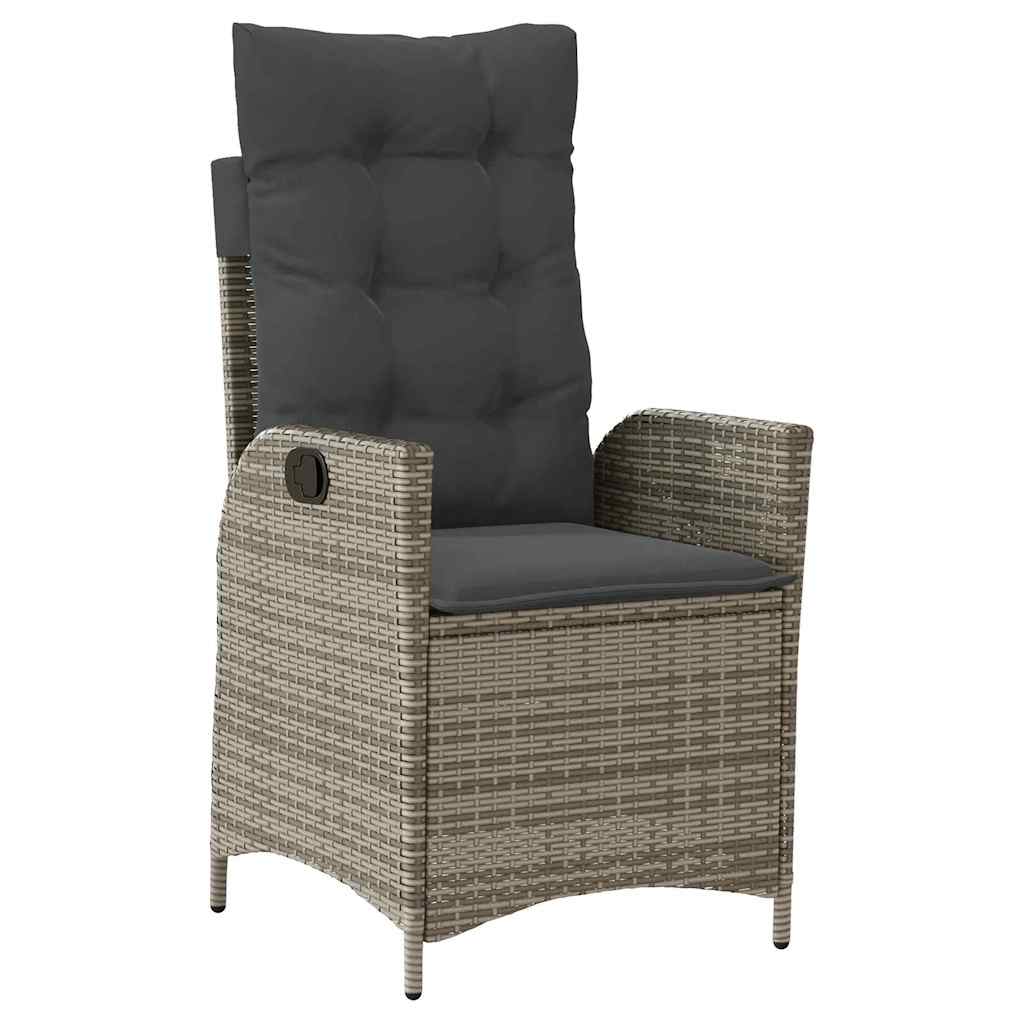 Garden Dining Set with Cushions 7 pcs Grey Poly Rattan