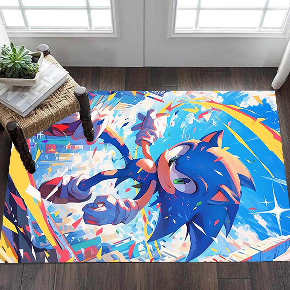 Sonic The Hedgehog Poster Decoration,Carpet,Living Room,Bedroom, Non-slip,Square rug