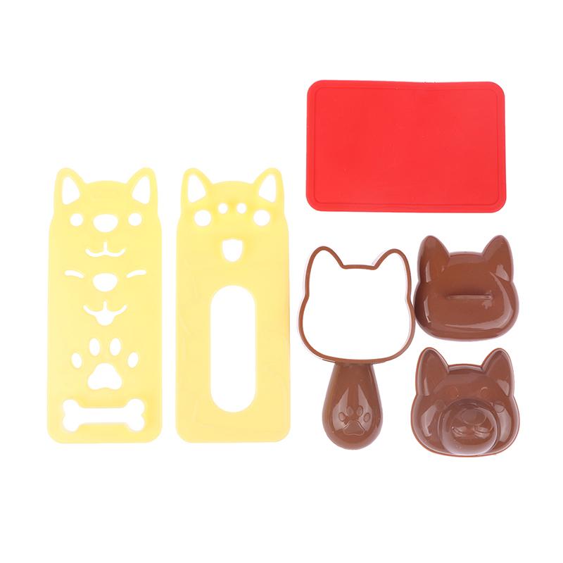 1Set Cute Cartoon Sushi Mold Cat Dog Bear Rabbit Panda Rice Embossing Molds Bento Decoration Cutter Onigiri Maker Molds