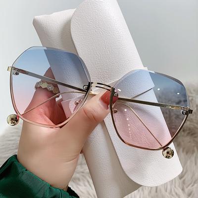 Frameless Cut Edge Sunglasses Trendy Xiaohongshu Big Face Slimming Temperament Fashionable Sunglasses