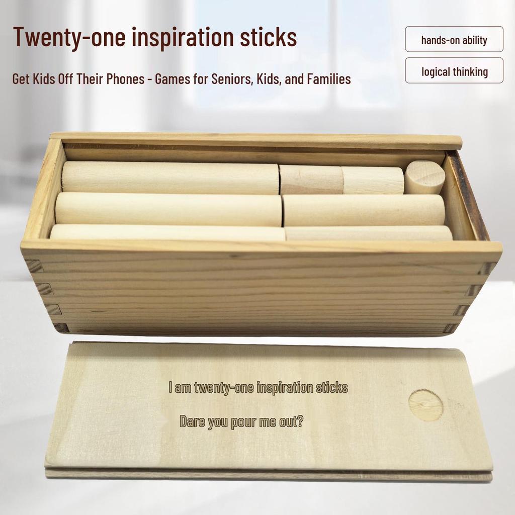 Inspirational Wooden Brain Teaser Set: 21 Sticks for Logical Training and Intellectual Development