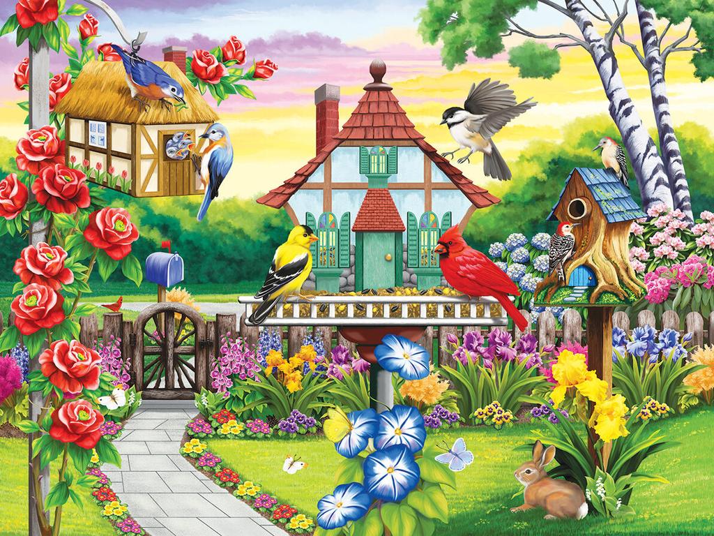Landscape Diamond Painting Bird House Embroidery Flower Picture Rhinestones Full Square Round Mosaic Decor For Home