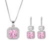 Simulation Pink Diamond Pendant, Stud Earrings, Necklace, Women'S Colorful Treasure Set, Main Stone 10 * 10