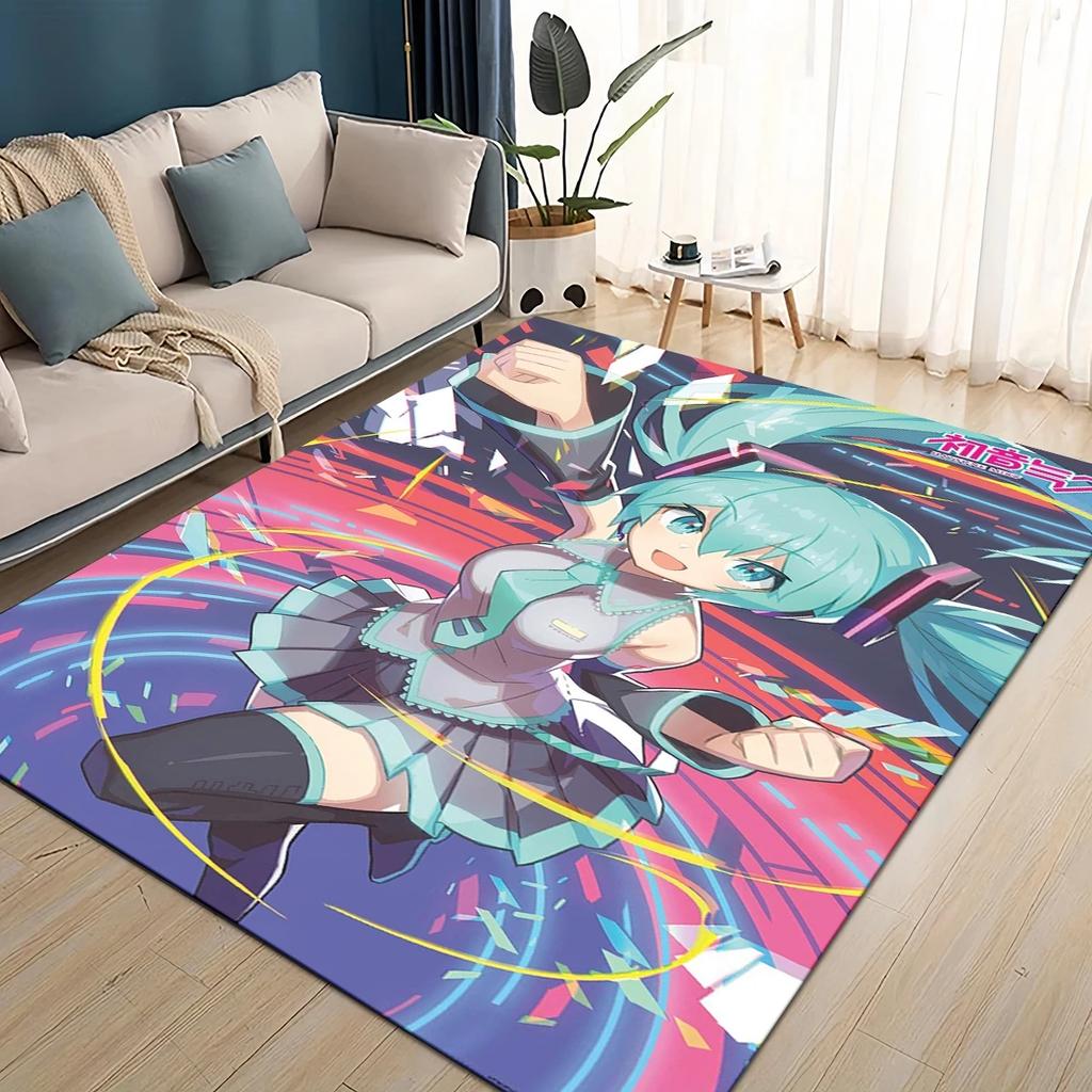 3D M-MIKUS Music VOCALOID Cartoon Girl Rug Carpet for Living Room Bedroom Home Decor,kids Play Non-slip for Sofa Doormat