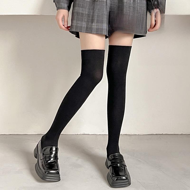 Women's Black Over-the-Knee Compression Socks - Pure Cotton, Autumn/Winter Style