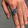Retro Dark Rose Adjustable Open Ring For Men Silver-plated Copper Gothic Punk Edgy  Vintage Floral Accessories Cool Gift