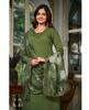 Party Wear Designer Chanderi Green Kurta Pant Dupatta Set Indian Women Top Tunic Kurti