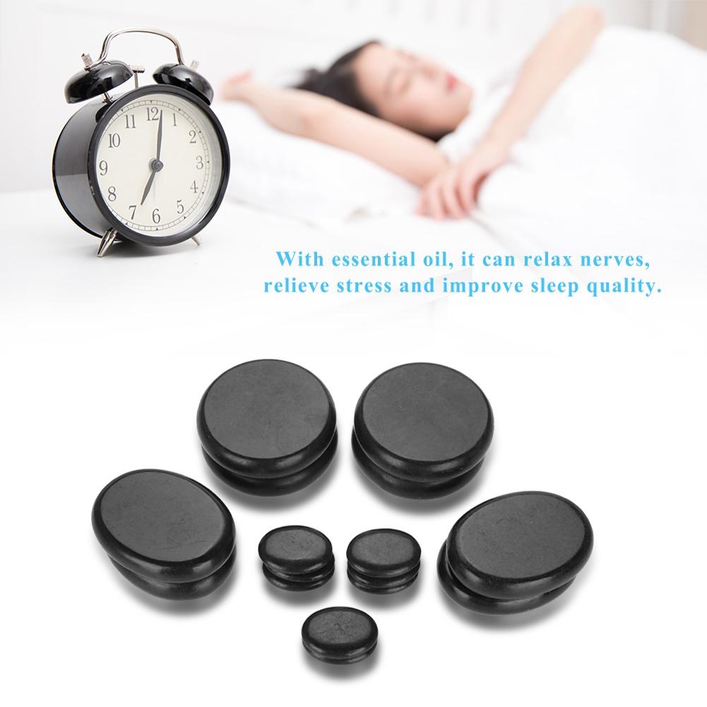 16Pcs/Box Hot Spa Black Basalt Circle Oval Shape Stone Essential Oil Volcanic Massage