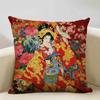 Classic Japanese Lady Decorative Cushion Cover Living Room Sofa Pillow Case 45x45cm Linen Pillowcase Home Art Decor
