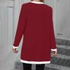 Women's Knitted Pocket Single-breasted Mid-length Contrast Color Casual Long-sleeved Cardigan Jacket