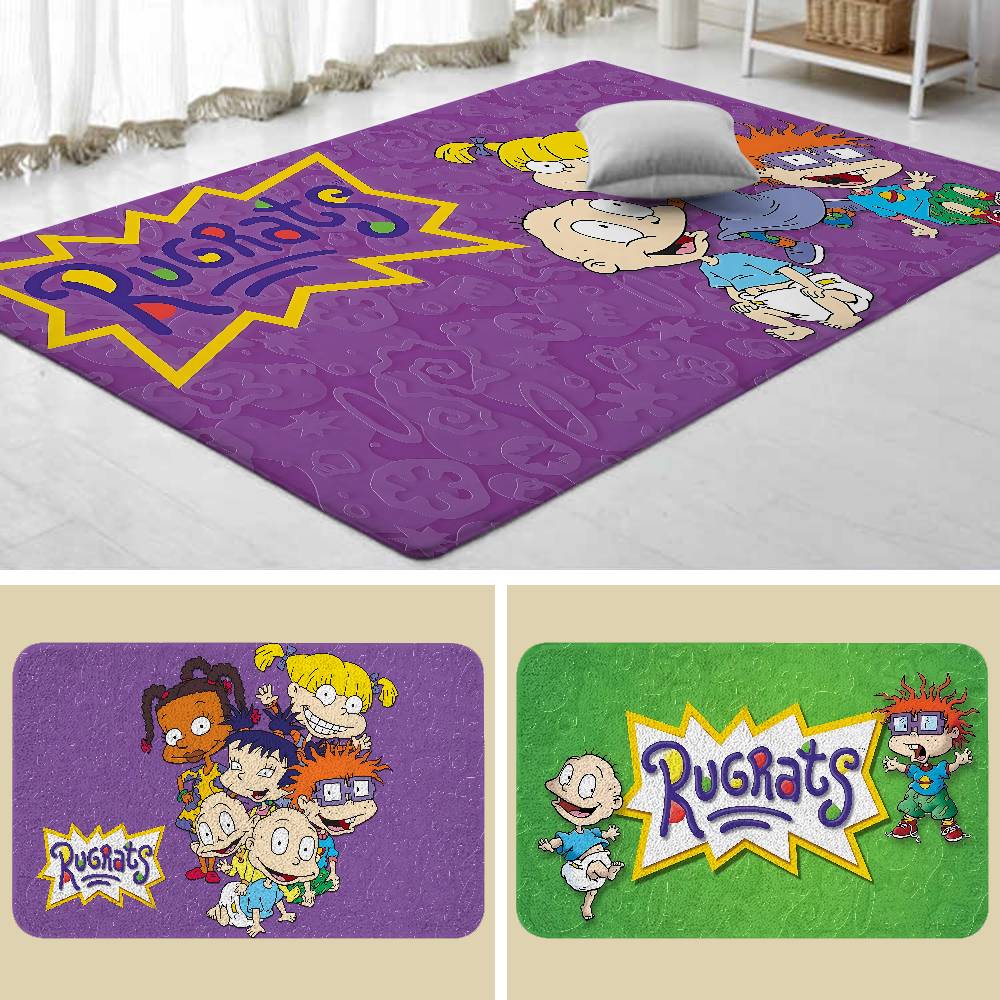 Cartoon Funny R-Rugrats Floor Mat Printed Flannel , Suitable For Bathrooms, Kitchens, Entrances, And Other Decorate Home