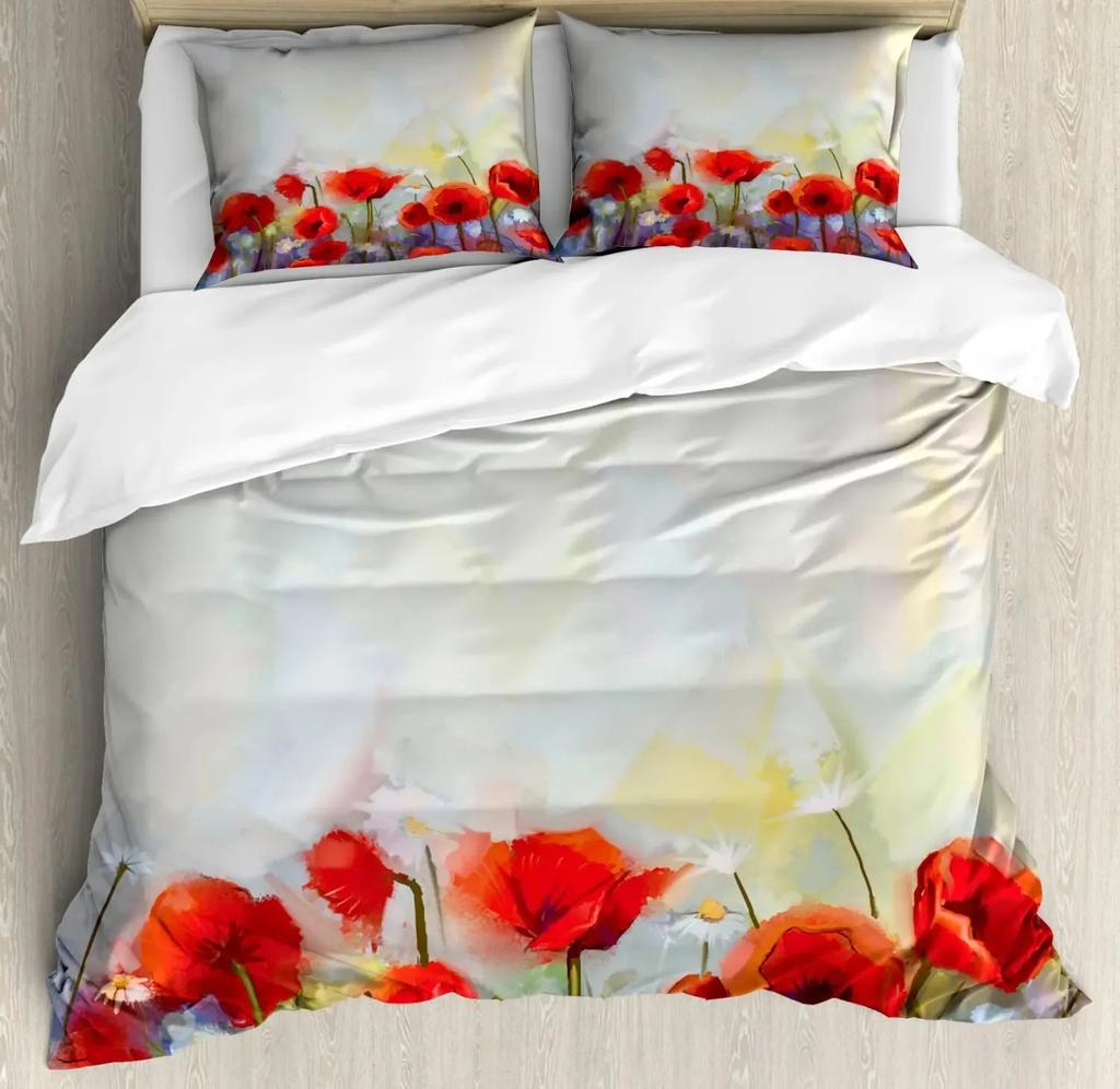 Colorful Flower Duvet Cover Set,Abstract Ivy Romantic Landscape Spring Floral Art Nature Bedding Set Full Size,Turquoise Purple