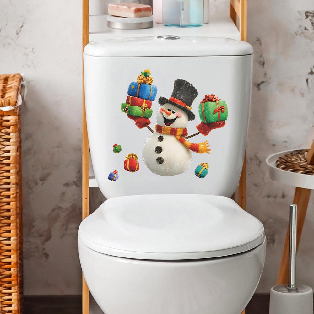 Painted Funny Snowmen As Gifts, Bathroom and Toilet Decoration and Beautification Stickers