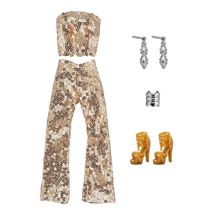 

30см 11-дюймовая Одежда для куклы Клетчатое платье Топ с пайетками Брюки Полосатые аксессуары для одежды Игрушки для девочек Подарок