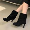 Autumn Winter Square Toe Ankle Boots for Women Low Thin High Heels Female Party Dress Modern Short Shoes  De Mujer