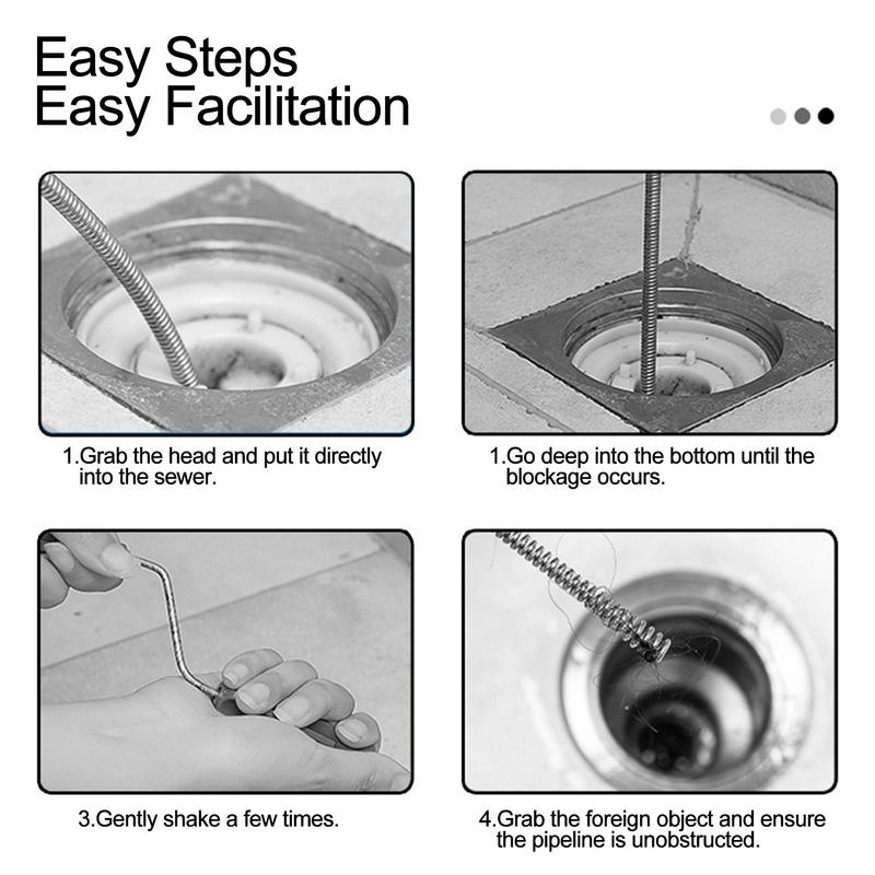 Hand Operated Sewer Cleaning Steel wire Plumbing Dredge Tools Drain Pipe Sink Hair Grime Remover Sink Toilet Cleaning Supplies