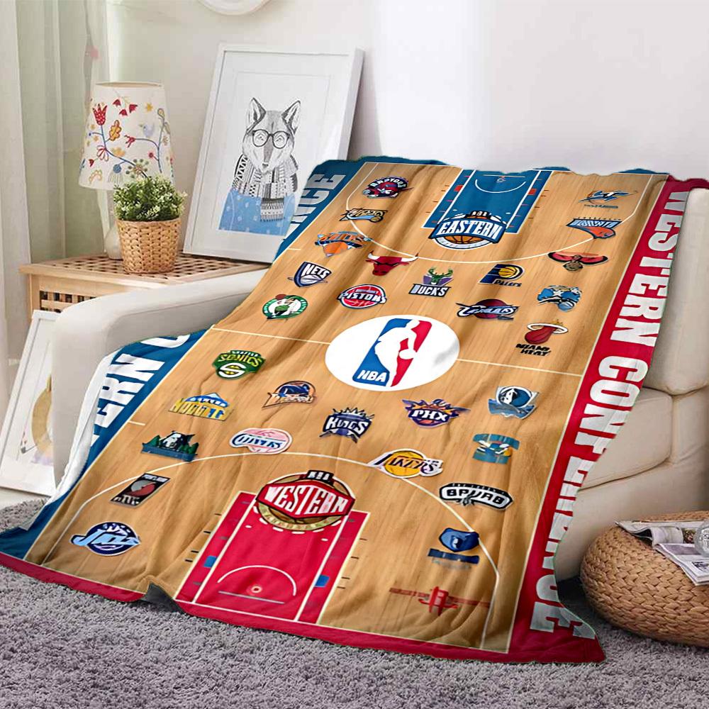 1pc Basketball Teams Flannel Blanket, Soft Skin Friendly with Digital Printing, Various Sizes Available for Family, Friends, Birthday