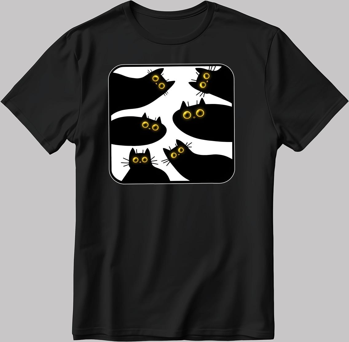Astonished black cats White-Black Men / Women T-Shirt AB360 S