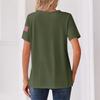 Damen-T-Shirt mit Aufdruck „Unabhängigkeitstag“ und Knopfleiste, kurzärmelig, für den Alltag und das Wochenende, modisch, Basic, V-Ausschnitt, normales Oberteil