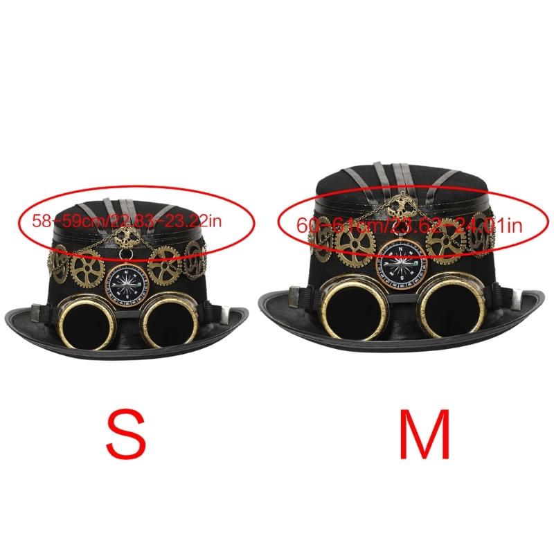 Punk Top Hat Lady with Compass Gears Goggles Compass Head Wear Cosers Costume Accessories for Industrial Age