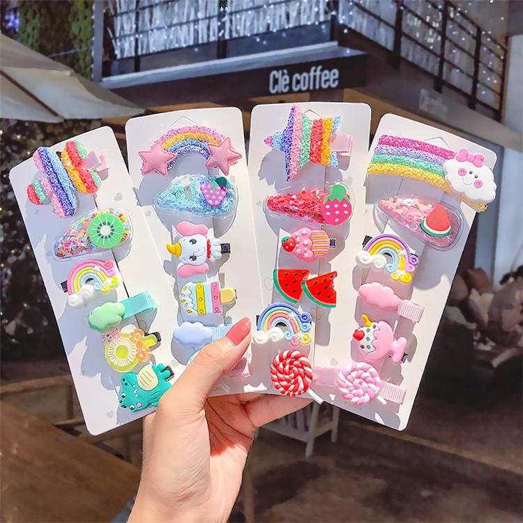 2022 Cute Design Hair Accessories Cartoon Hair Clip Hair Clip Set Kids Rainbow Hairclips for Kid Girls